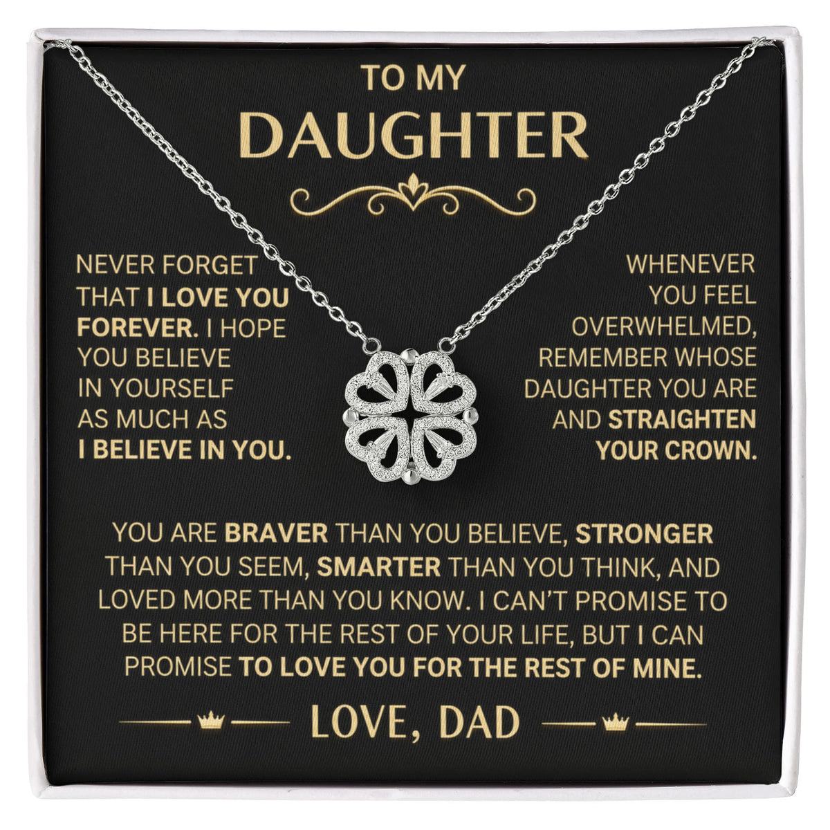 To my Daughter - Never Forget That I Love you - Magnetic Hearts Necklace