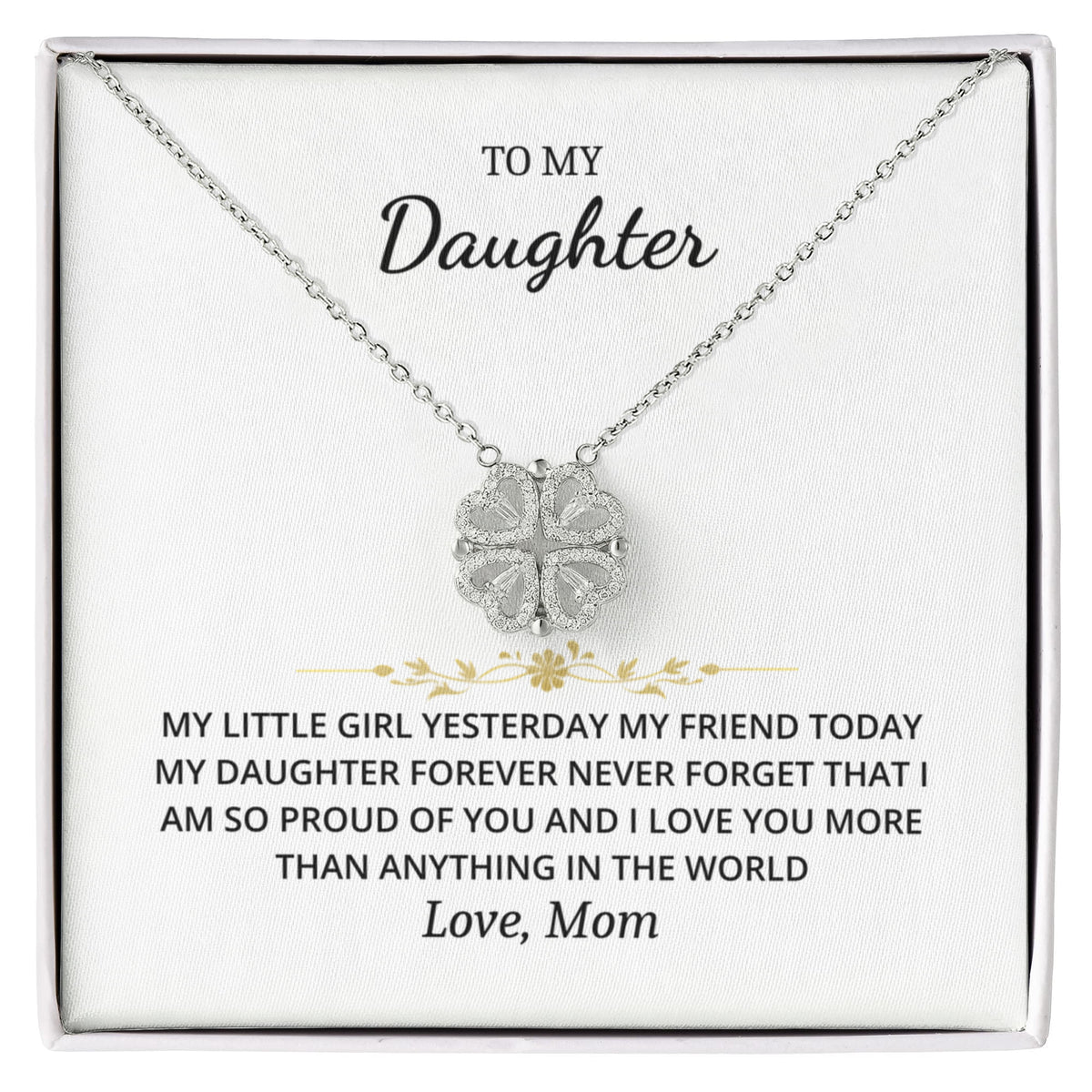 To My Daughter - Love Mom Magnetic Hearts Necklace Gift Set