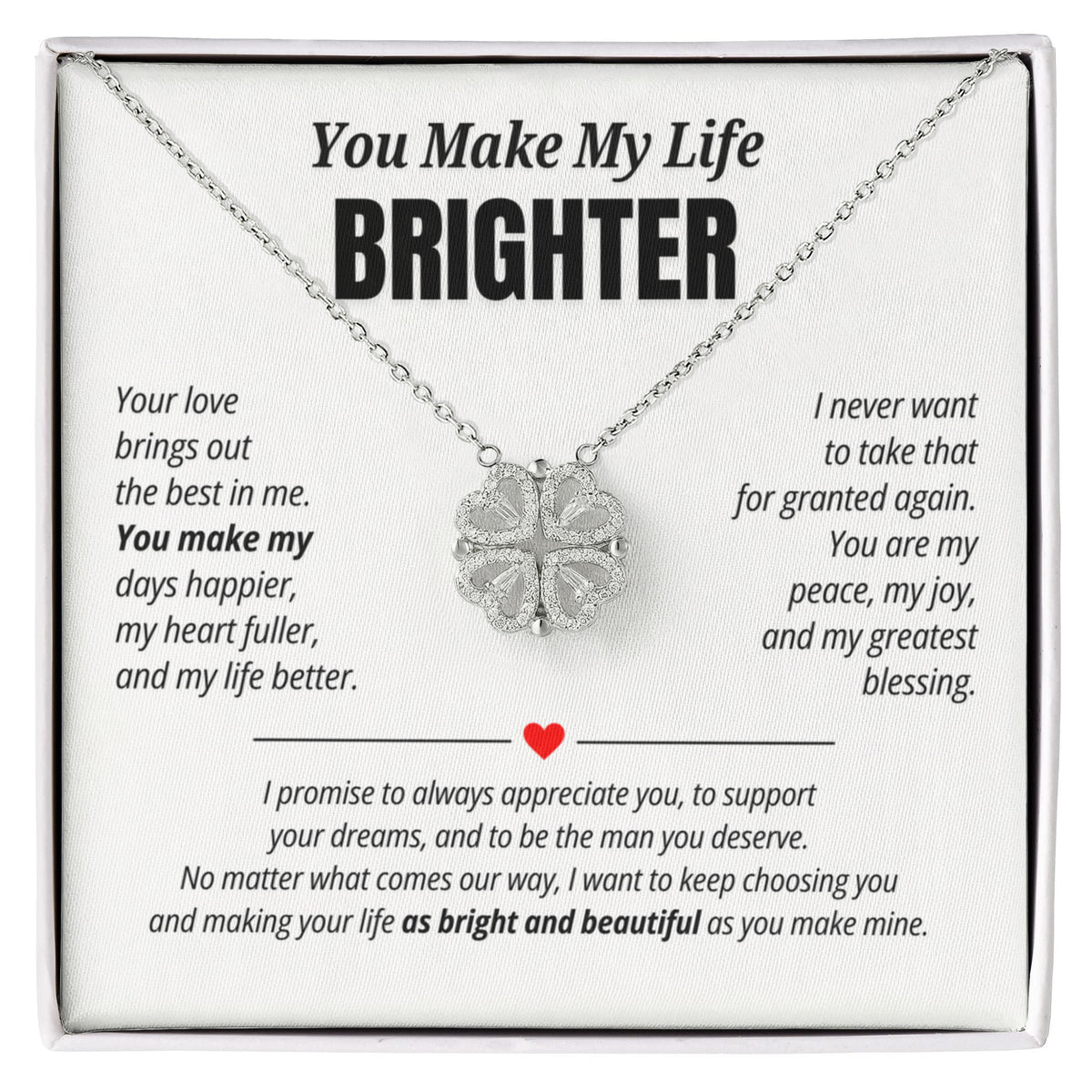 You Make My Life Brighter Necklace for Her – Magnetic Hearts Romantic Gift