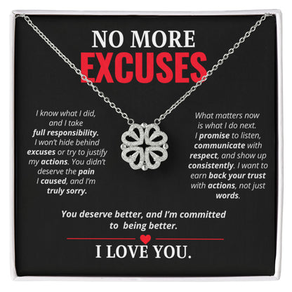 No More Excuses Necklace for Her – Magnetic Hearts I'm Sorry Apology Gift