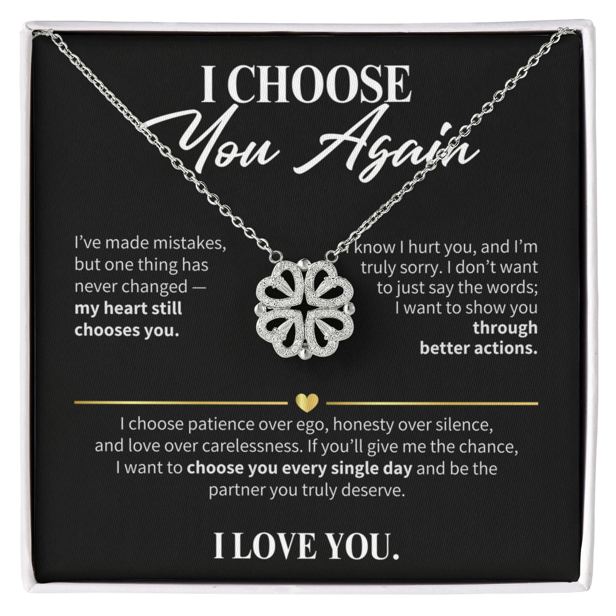 I Choose You Again Necklace for Her – Magnetic Hearts Apology Gift
