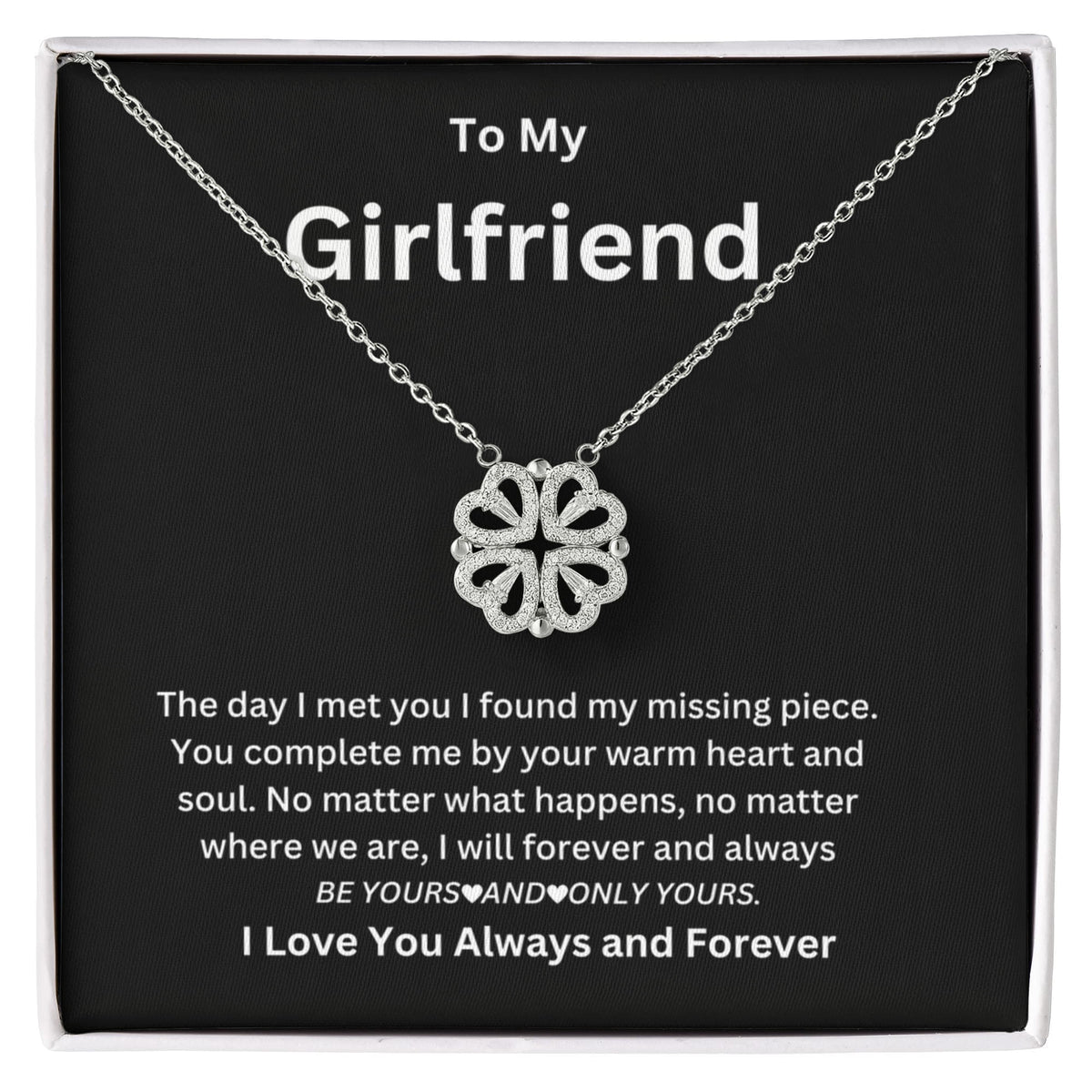To My Girlfriend - Magnetic Hearts Necklace Gift Set