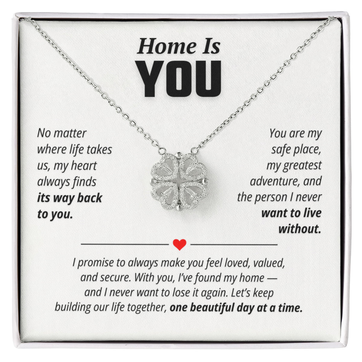Home Is You Necklace for Her – Magnetic Hearts Romantic Relationship Gift