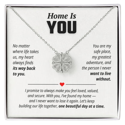 Home Is You Necklace for Her – Magnetic Hearts Romantic Relationship Gift