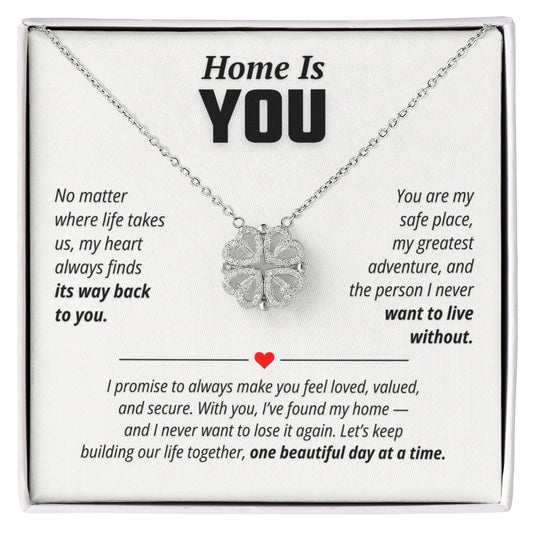 Home Is You Necklace for Her – Magnetic Hearts Romantic Relationship Gift