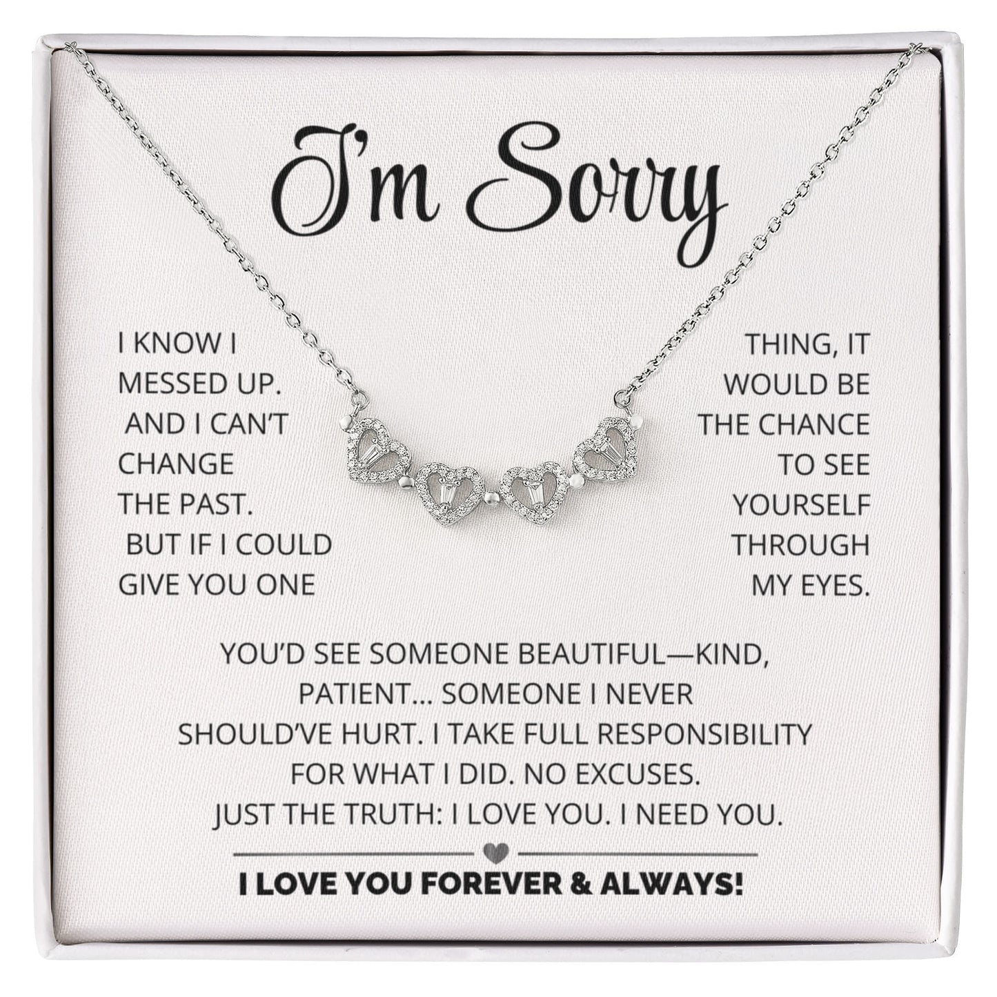 Apology Gift For Her - Magnetic Hearts Necklace