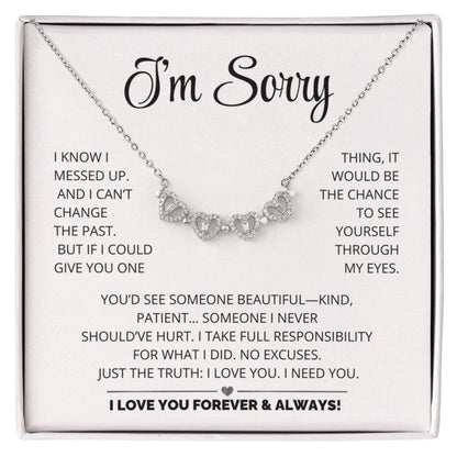 Apology Gift For Her - Magnetic Hearts Necklace