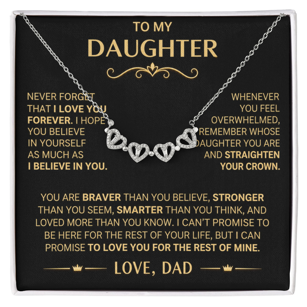 To my Daughter - Never Forget That I Love you - Magnetic Hearts Necklace