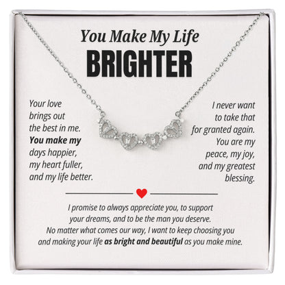 You Make My Life Brighter Necklace for Her – Magnetic Hearts Romantic Gift
