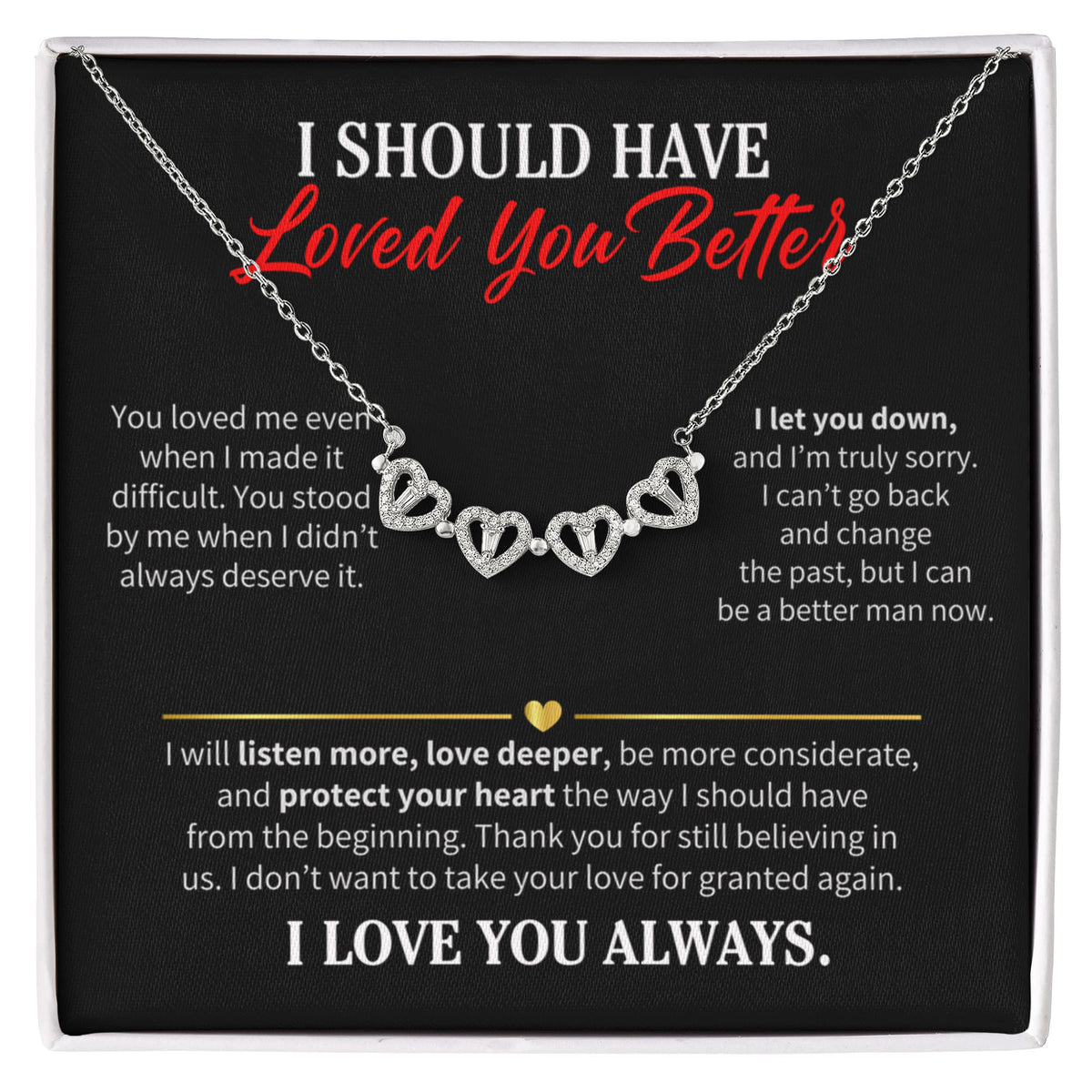 I Should Have Loved You Better Necklace for Her – Magnetic Hearts Apology Gift