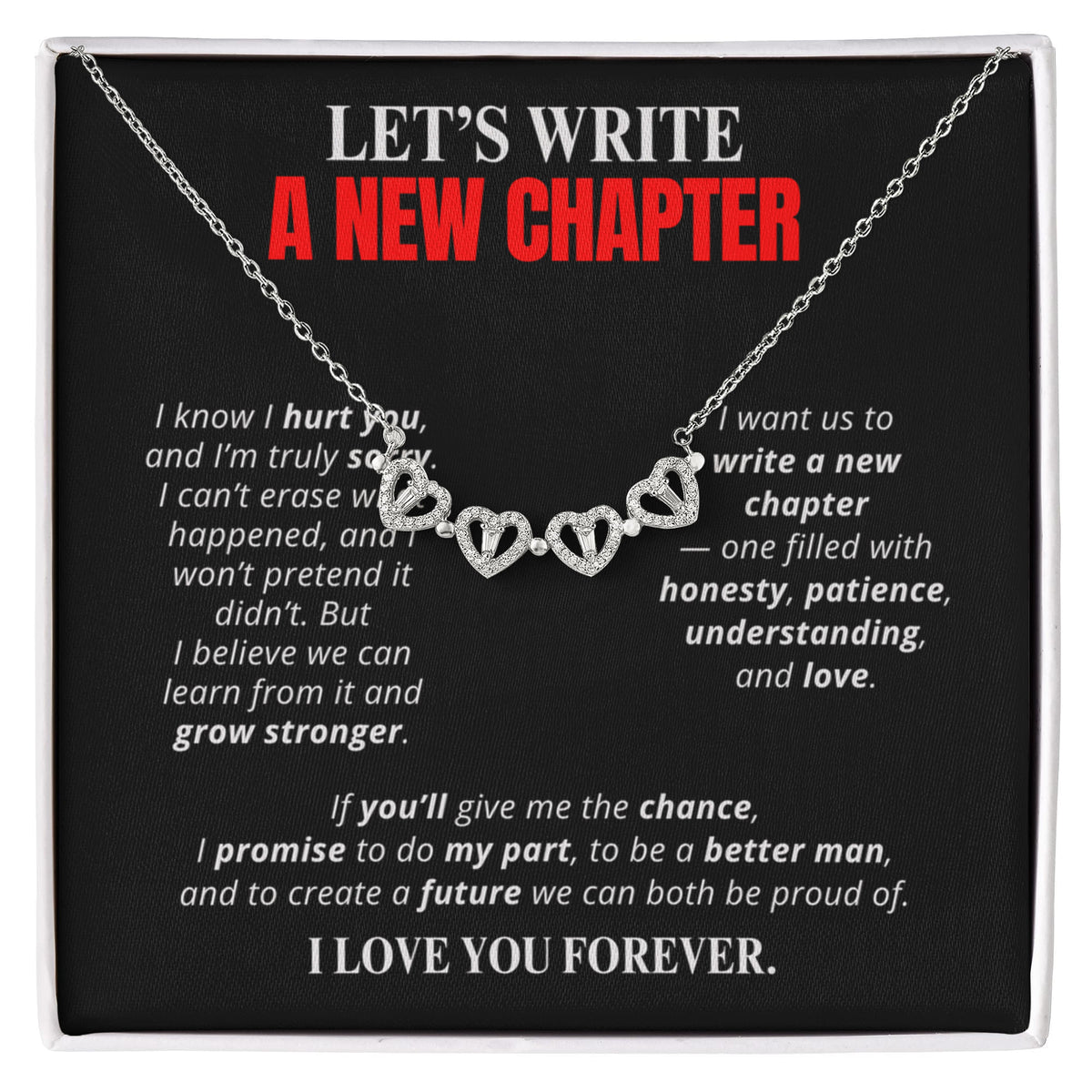 Let's Write a New Chapter Necklace for Her – Magnetic Hearts Apology Gift