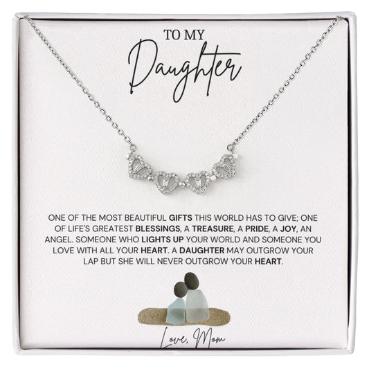 To My Daughter - Love Mom - Magnetic Hearts Necklace Gift