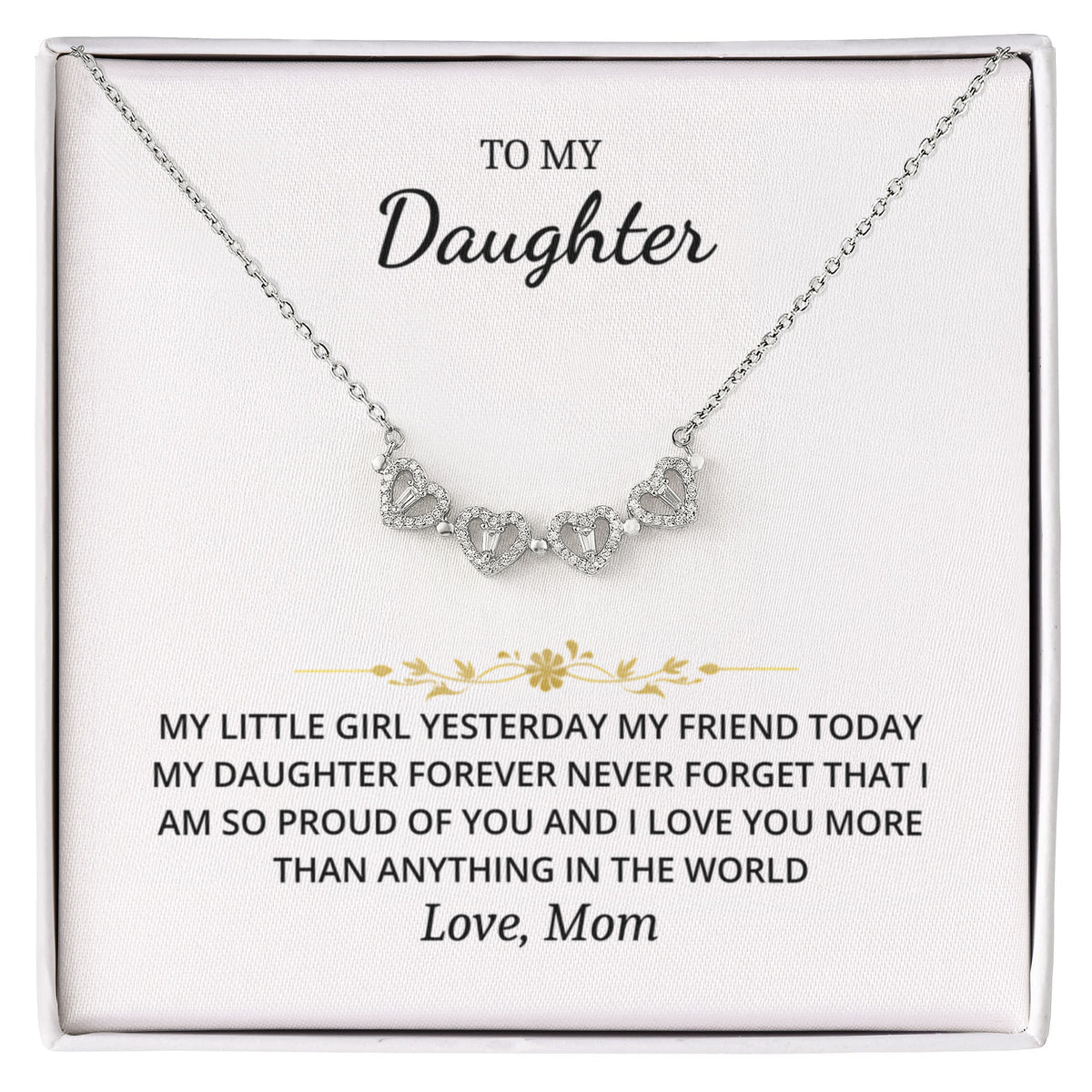 To My Daughter - Love Mom Magnetic Hearts Necklace Gift Set