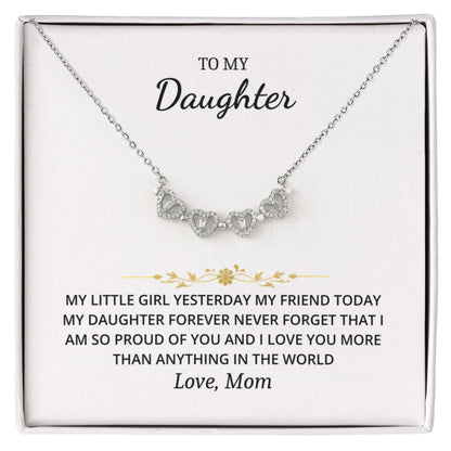 To My Daughter - Love Mom Magnetic Hearts Necklace Gift Set