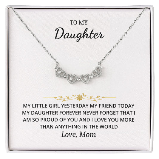 To My Daughter - Love Mom Magnetic Hearts Necklace Gift Set