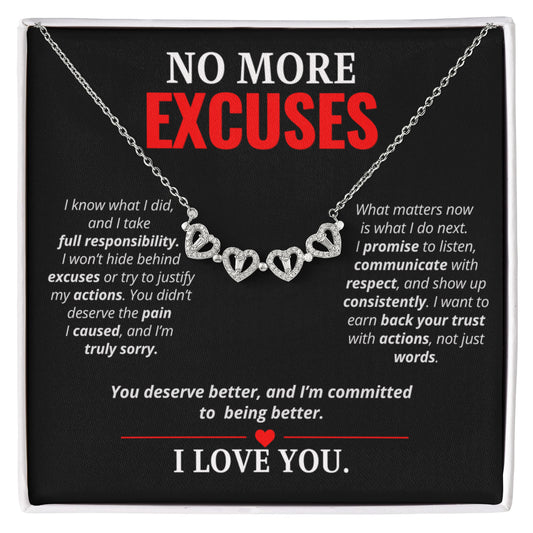 No More Excuses Necklace for Her – Magnetic Hearts I'm Sorry Apology Gift