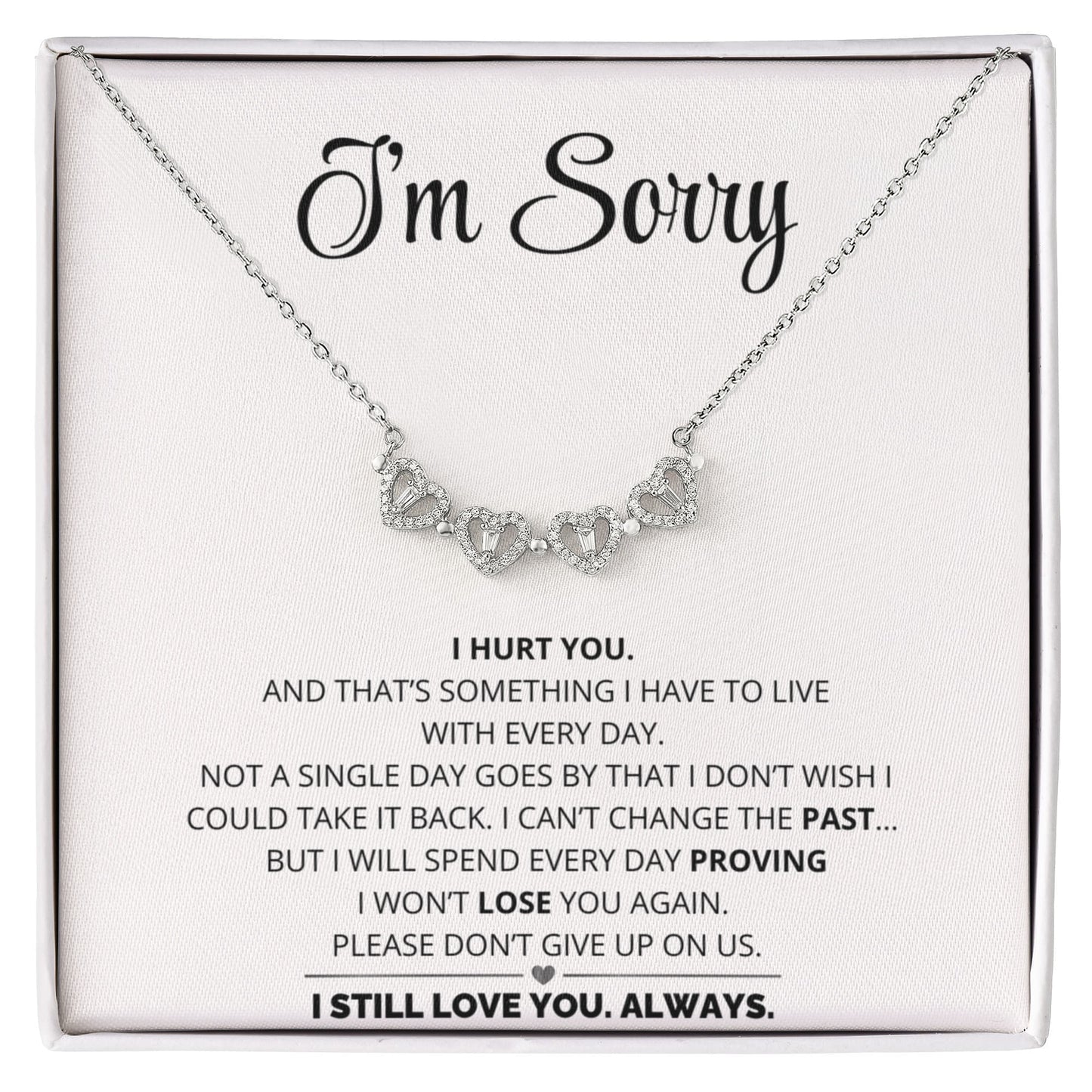 Apology Gift For Her - I Still Love You, Always - Magnetic Hearts Necklace