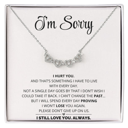 Apology Gift For Her - I Still Love You, Always - Magnetic Hearts Necklace