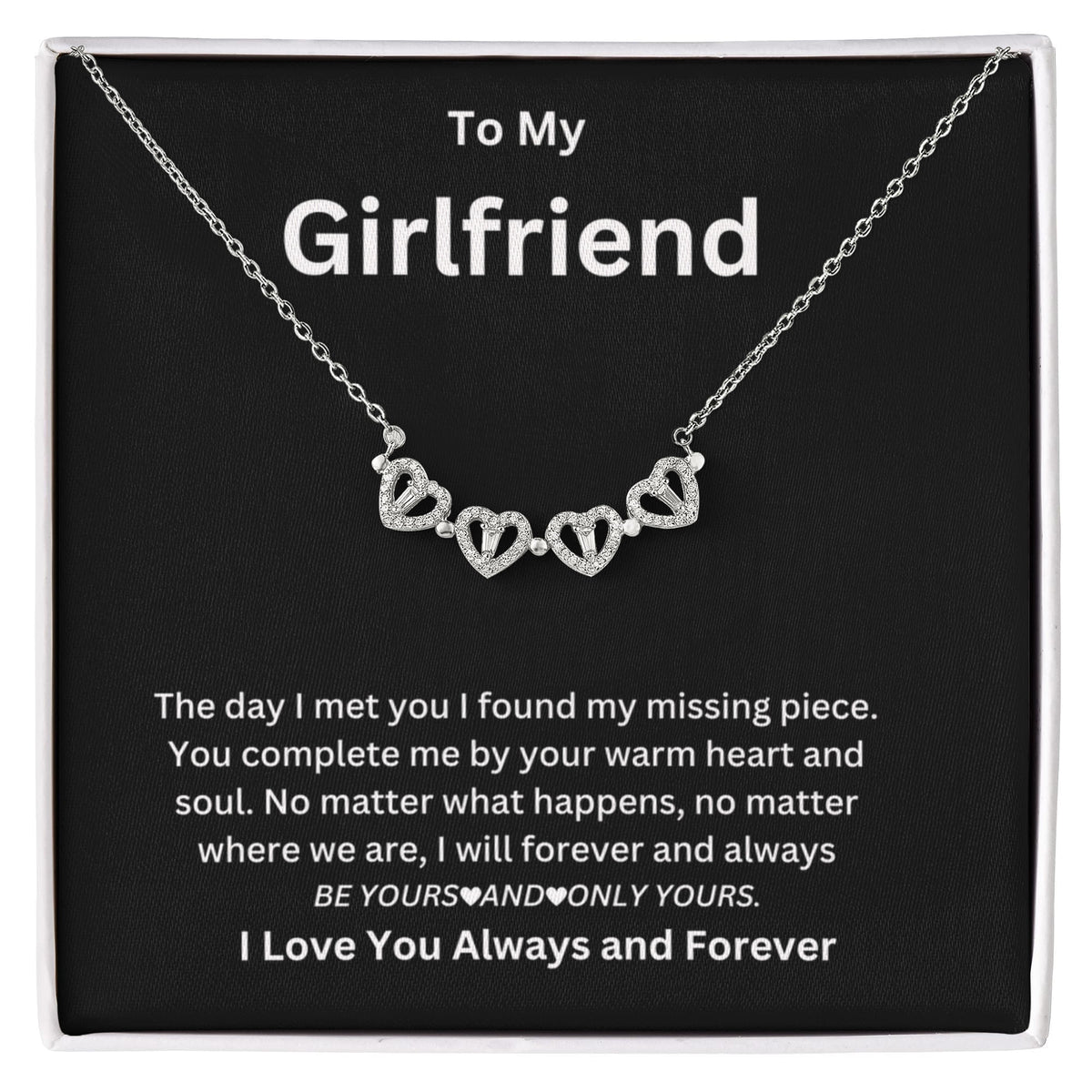 To My Girlfriend - Magnetic Hearts Necklace Gift Set
