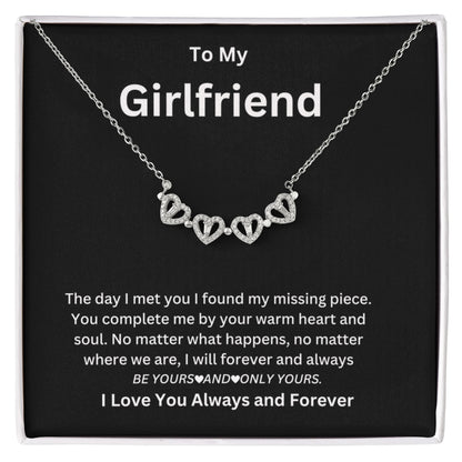 To My Girlfriend - Magnetic Hearts Necklace Gift Set