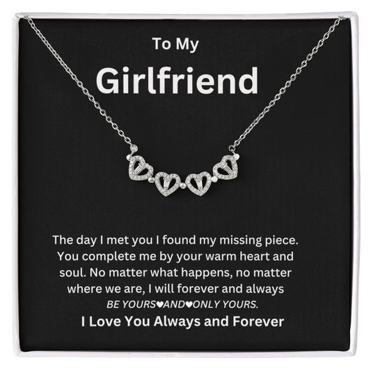 To My Girlfriend - Magnetic Hearts Necklace Gift Set