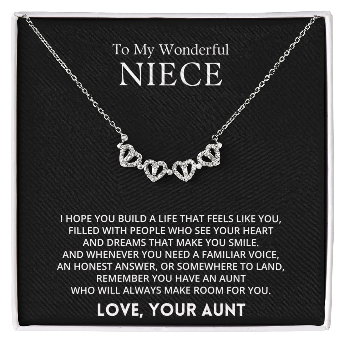 To My Wonderful Niece - Magnetic Hearts Necklace Gift Set