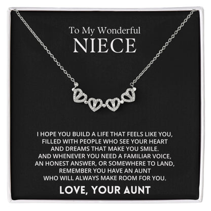 To My Wonderful Niece - Magnetic Hearts Necklace Gift Set