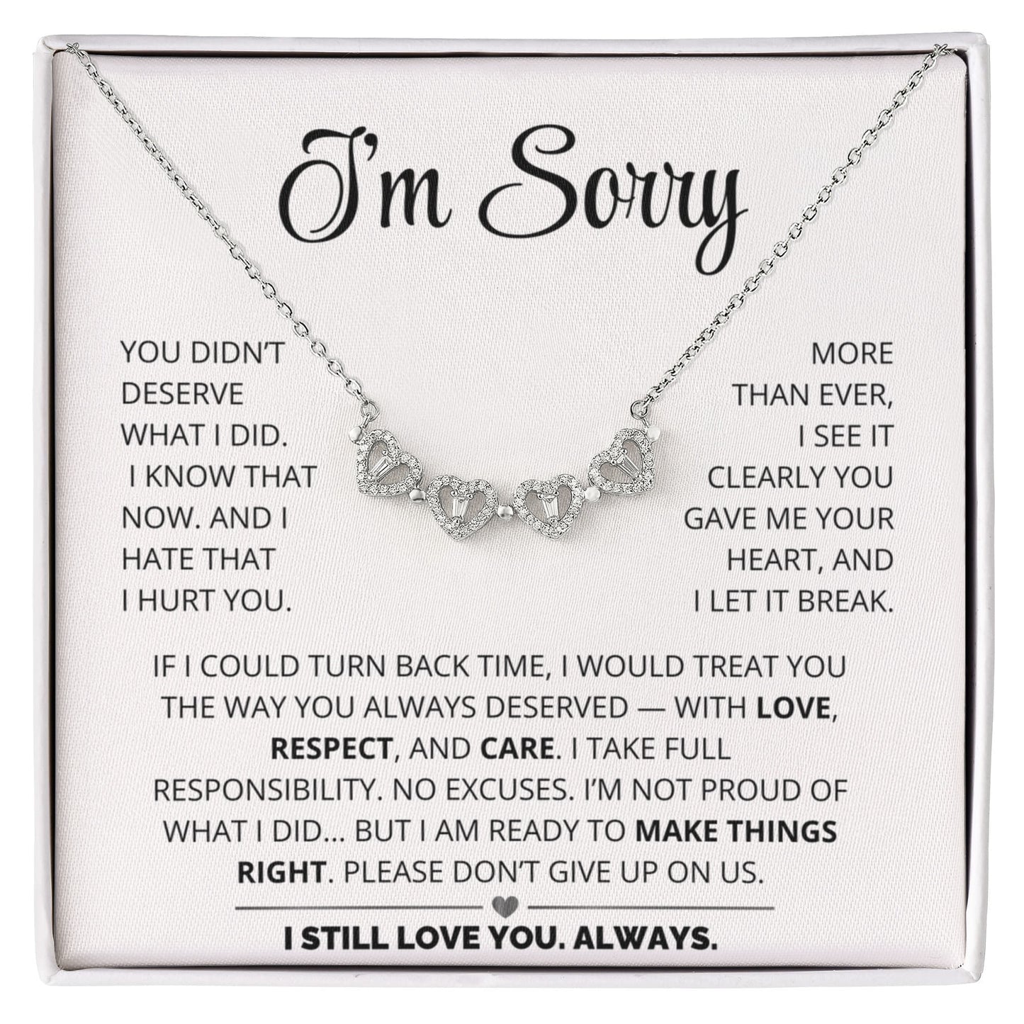 Apology Gift For Her - Magnetic Hearts Necklace Gift Set