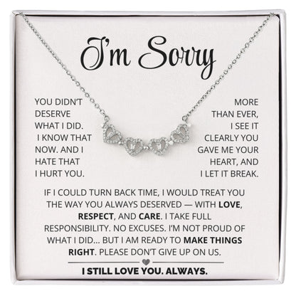 Apology Gift For Her - Magnetic Hearts Necklace Gift Set