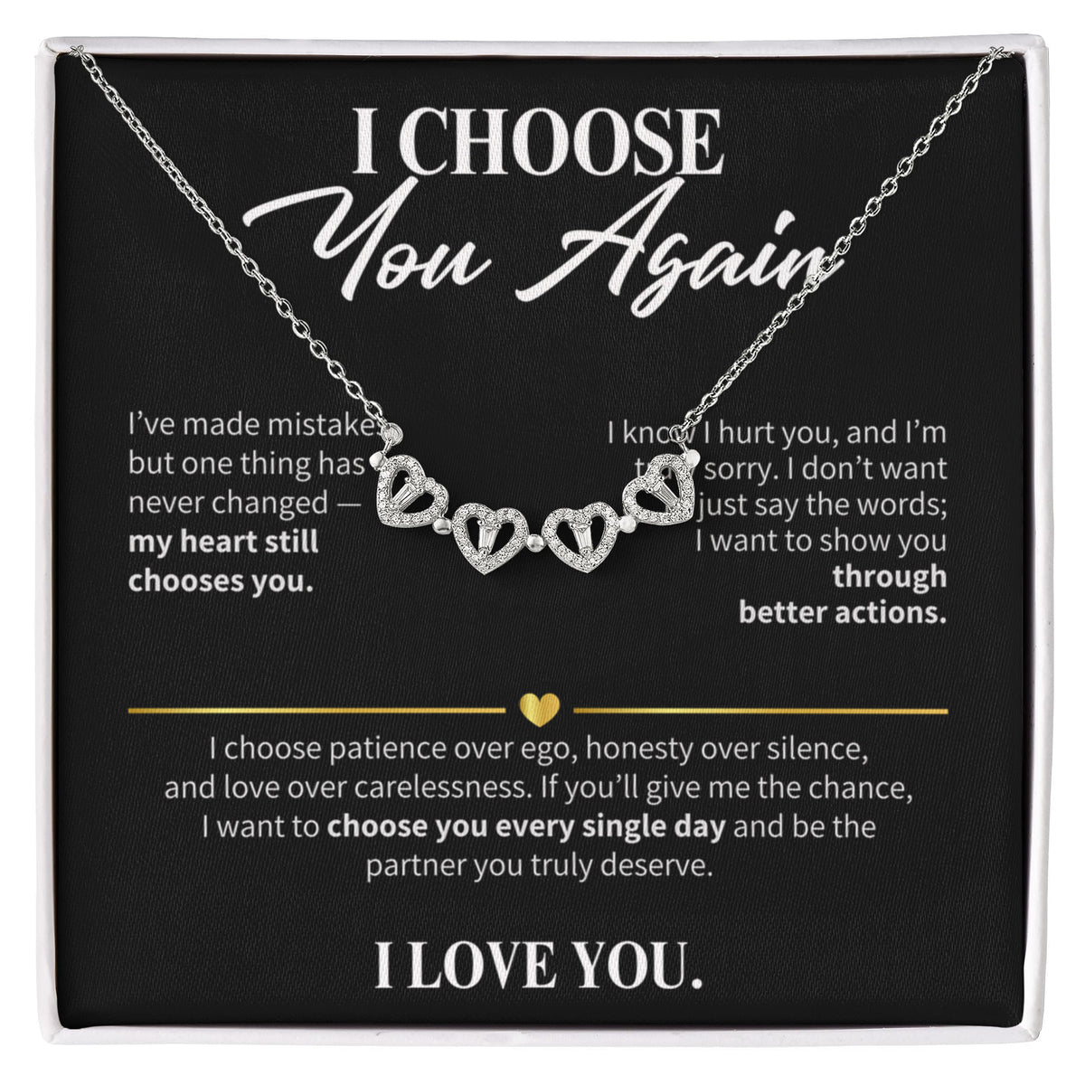 I Choose You Again Necklace for Her – Magnetic Hearts Apology Gift
