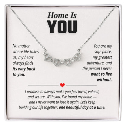 Home Is You Necklace for Her – Magnetic Hearts Romantic Relationship Gift