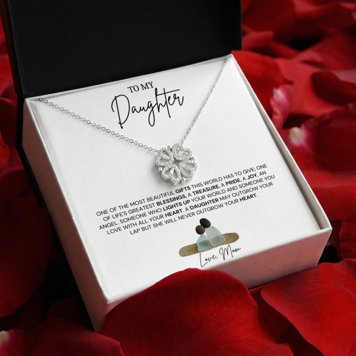To My Daughter - Love Mom - Magnetic Hearts Necklace Gift