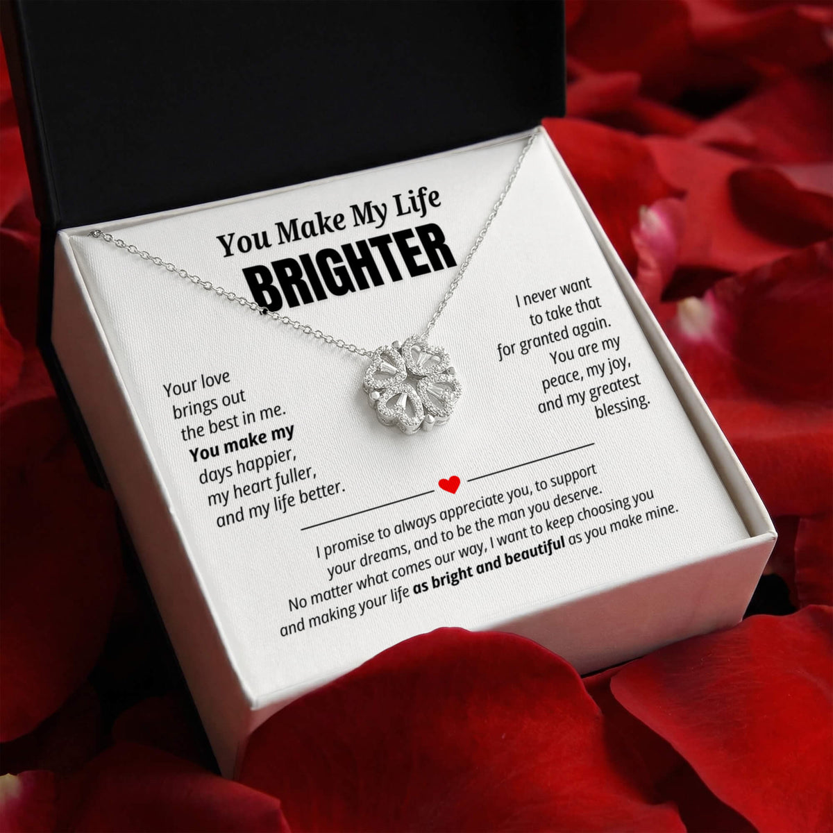 You Make My Life Brighter Necklace for Her – Magnetic Hearts Romantic Gift