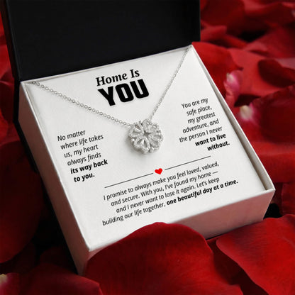 Home Is You Necklace for Her – Magnetic Hearts Romantic Relationship Gift