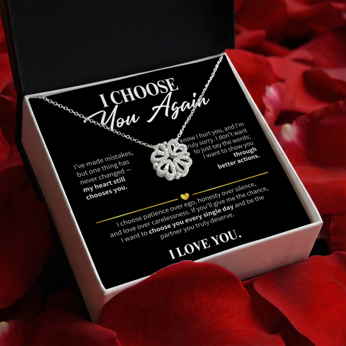 I Choose You Again Necklace for Her – Magnetic Hearts Apology Gift