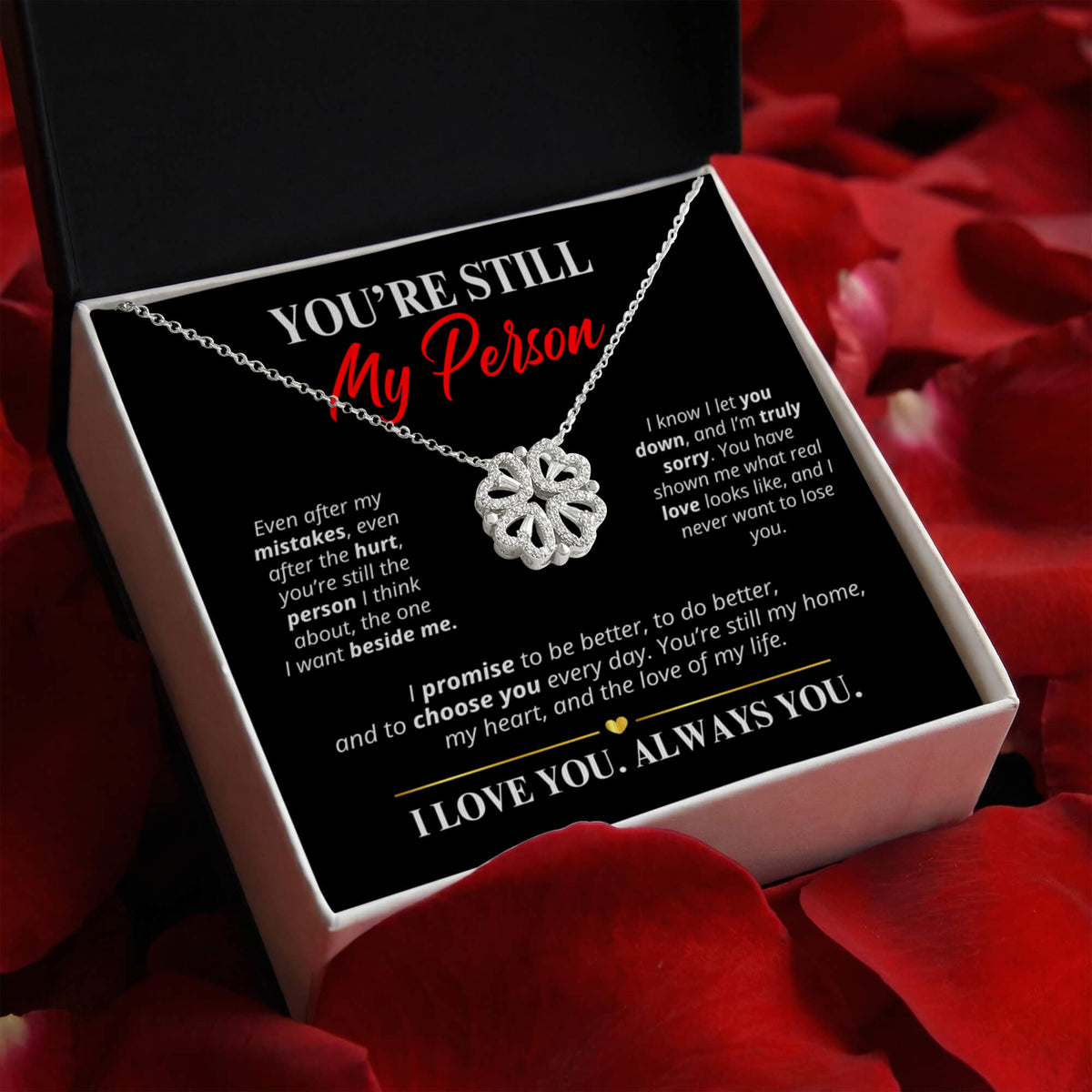 You're Still My Person Necklace for Her – Magnetic Hearts Apology Gift