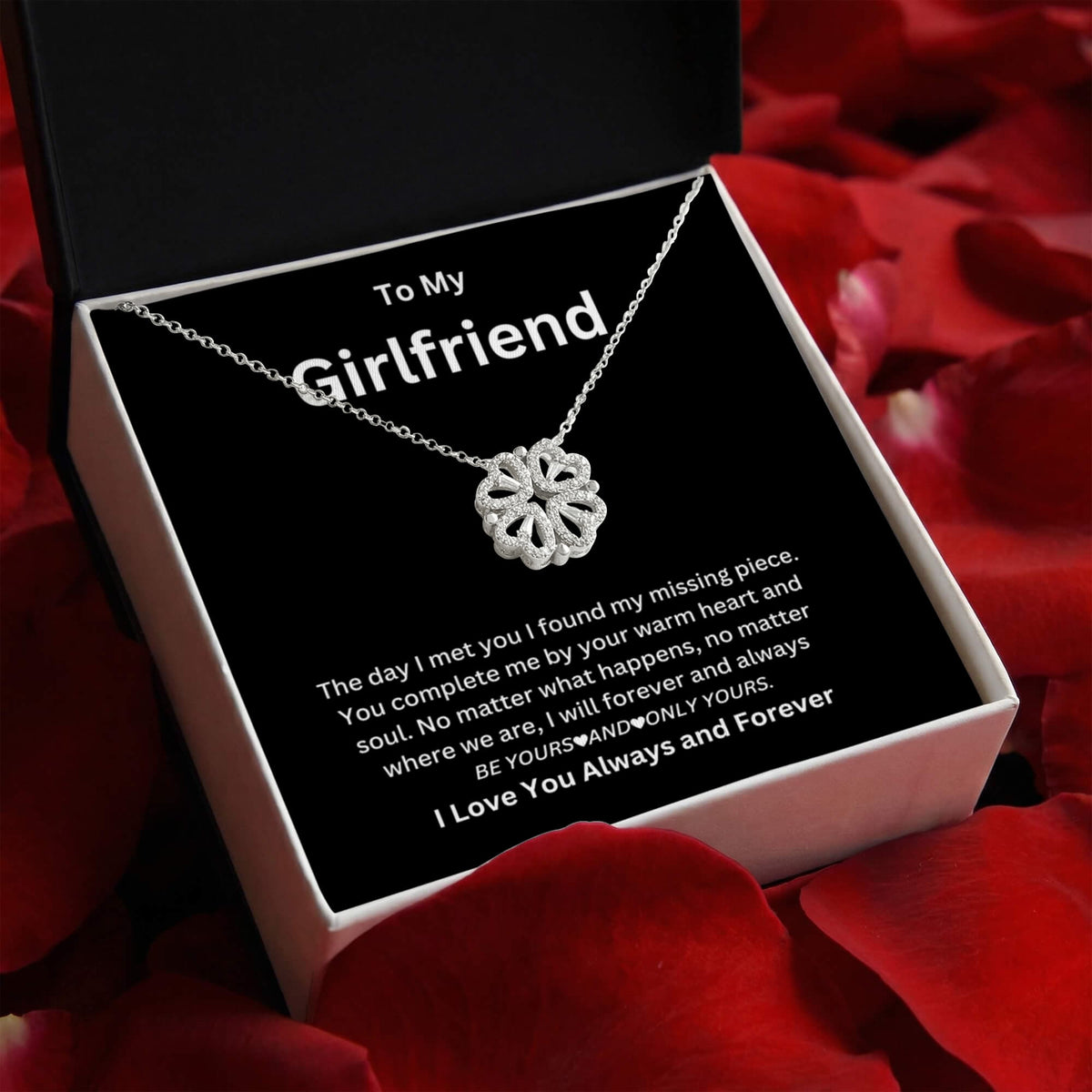 To My Girlfriend - Magnetic Hearts Necklace Gift Set