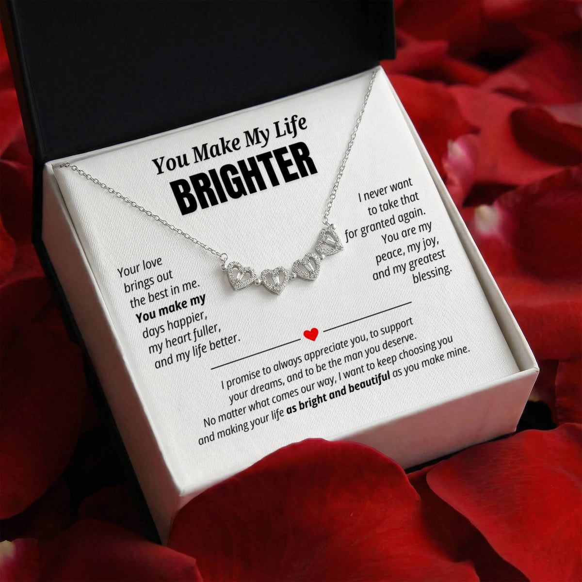 You Make My Life Brighter Necklace for Her – Magnetic Hearts Romantic Gift