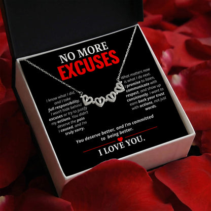 No More Excuses Necklace for Her – Magnetic Hearts I'm Sorry Apology Gift