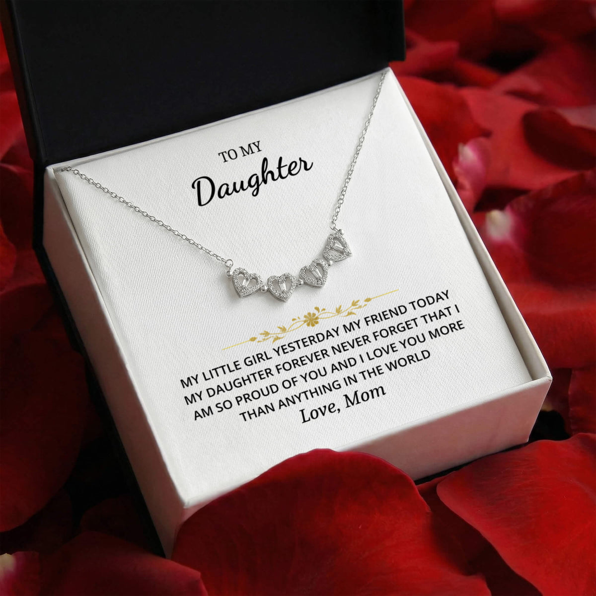 To My Daughter - Love Mom Magnetic Hearts Necklace Gift Set