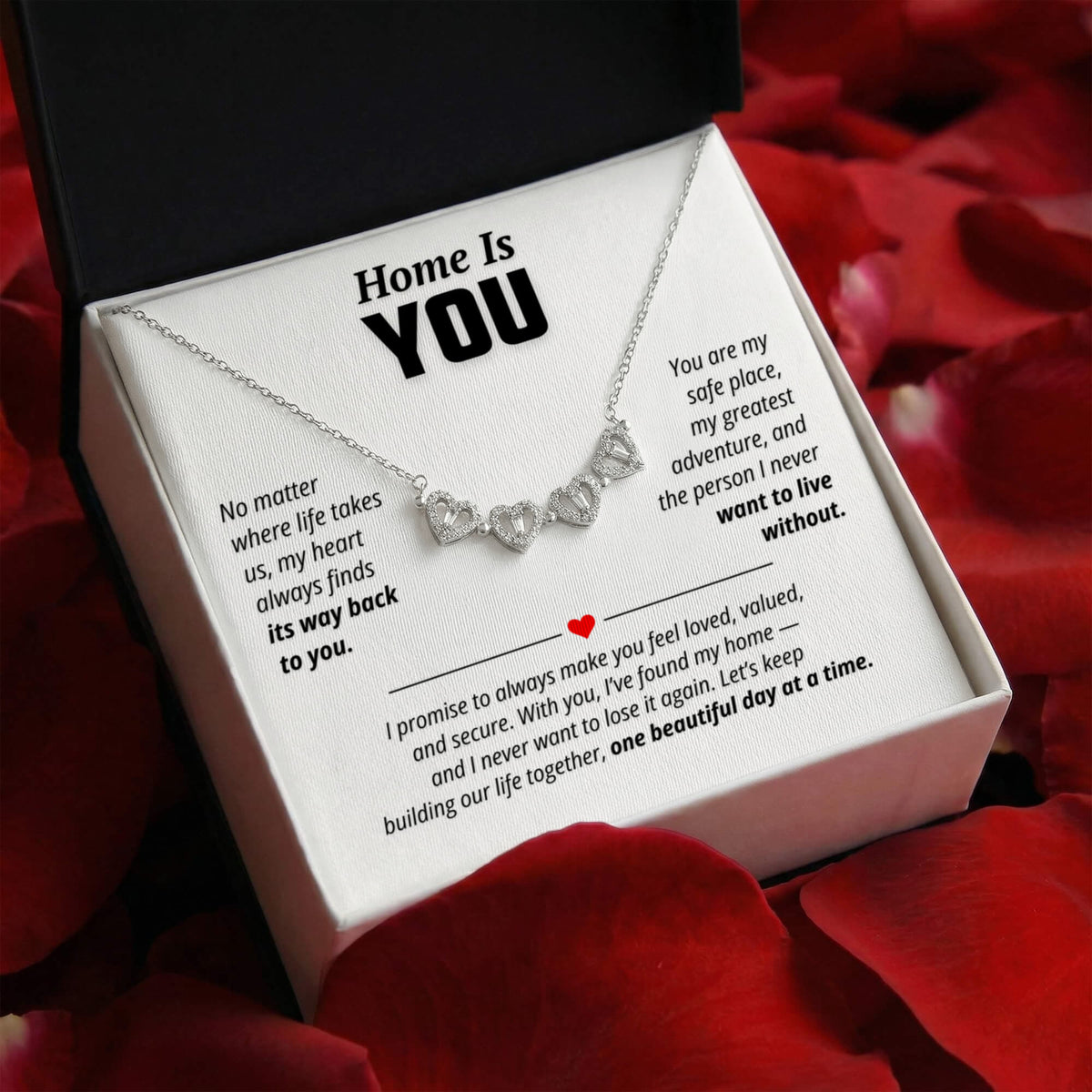 Home Is You Necklace for Her – Magnetic Hearts Romantic Relationship Gift