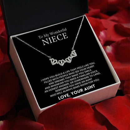 To My Wonderful Niece - Magnetic Hearts Necklace Gift Set