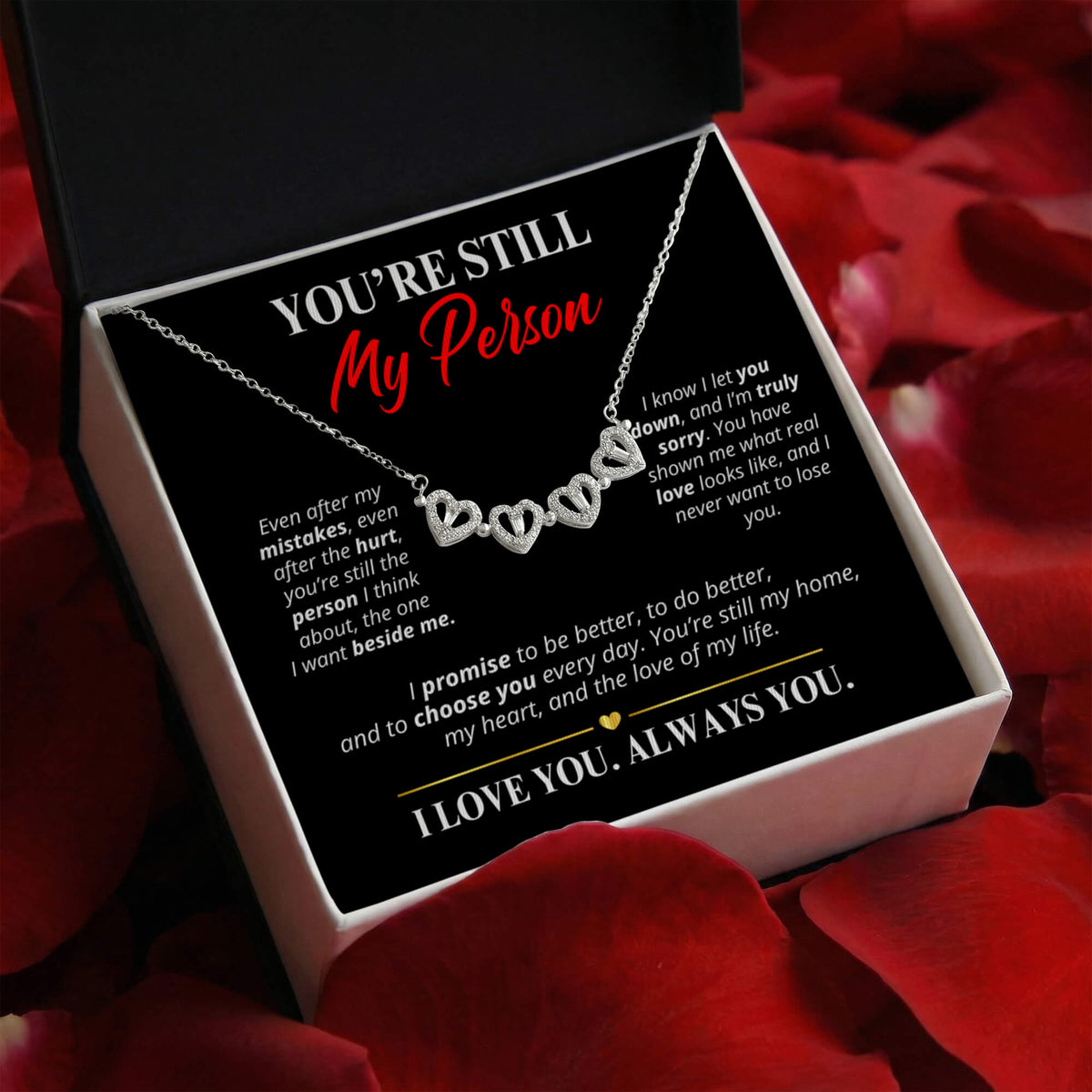 You're Still My Person Necklace for Her – Magnetic Hearts Apology Gift