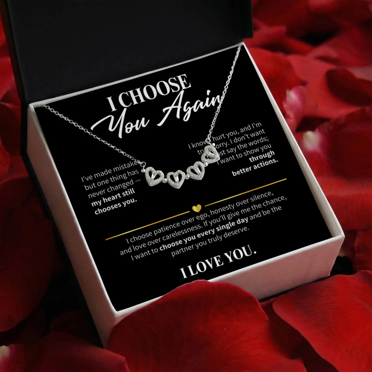 I Choose You Again Necklace for Her – Magnetic Hearts Apology Gift