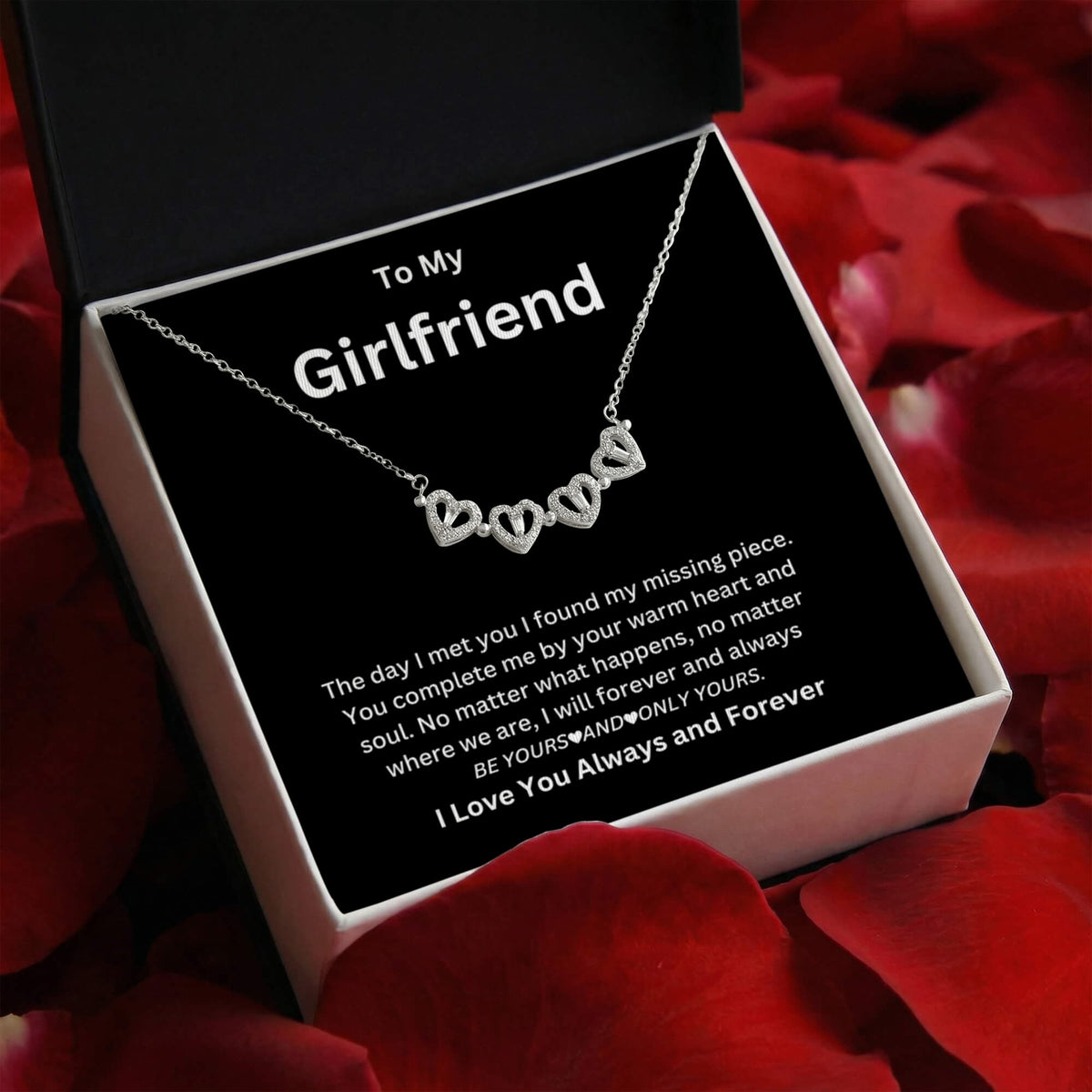 To My Girlfriend - Magnetic Hearts Necklace Gift Set