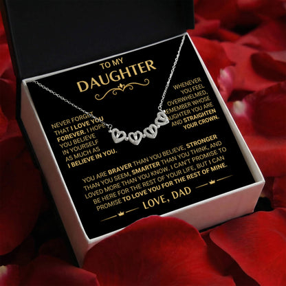 To my Daughter - Never Forget That I Love you - Magnetic Hearts Necklace