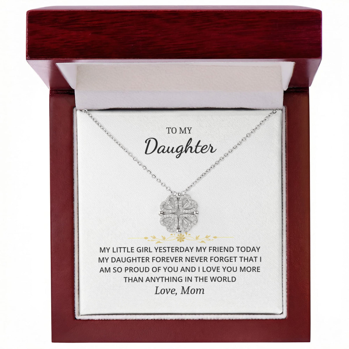 To My Daughter - Love Mom Magnetic Hearts Necklace Gift Set