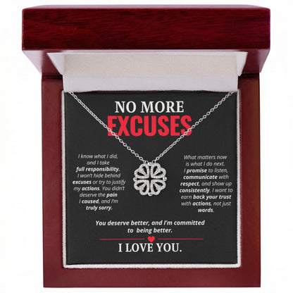 No More Excuses Necklace for Her – Magnetic Hearts I'm Sorry Apology Gift