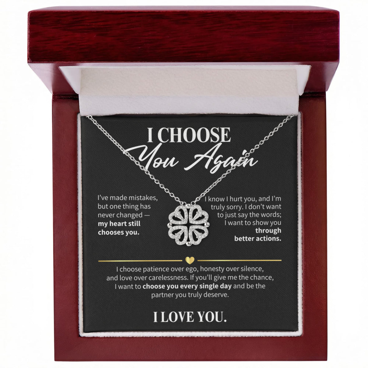 I Choose You Again Necklace for Her – Magnetic Hearts Apology Gift
