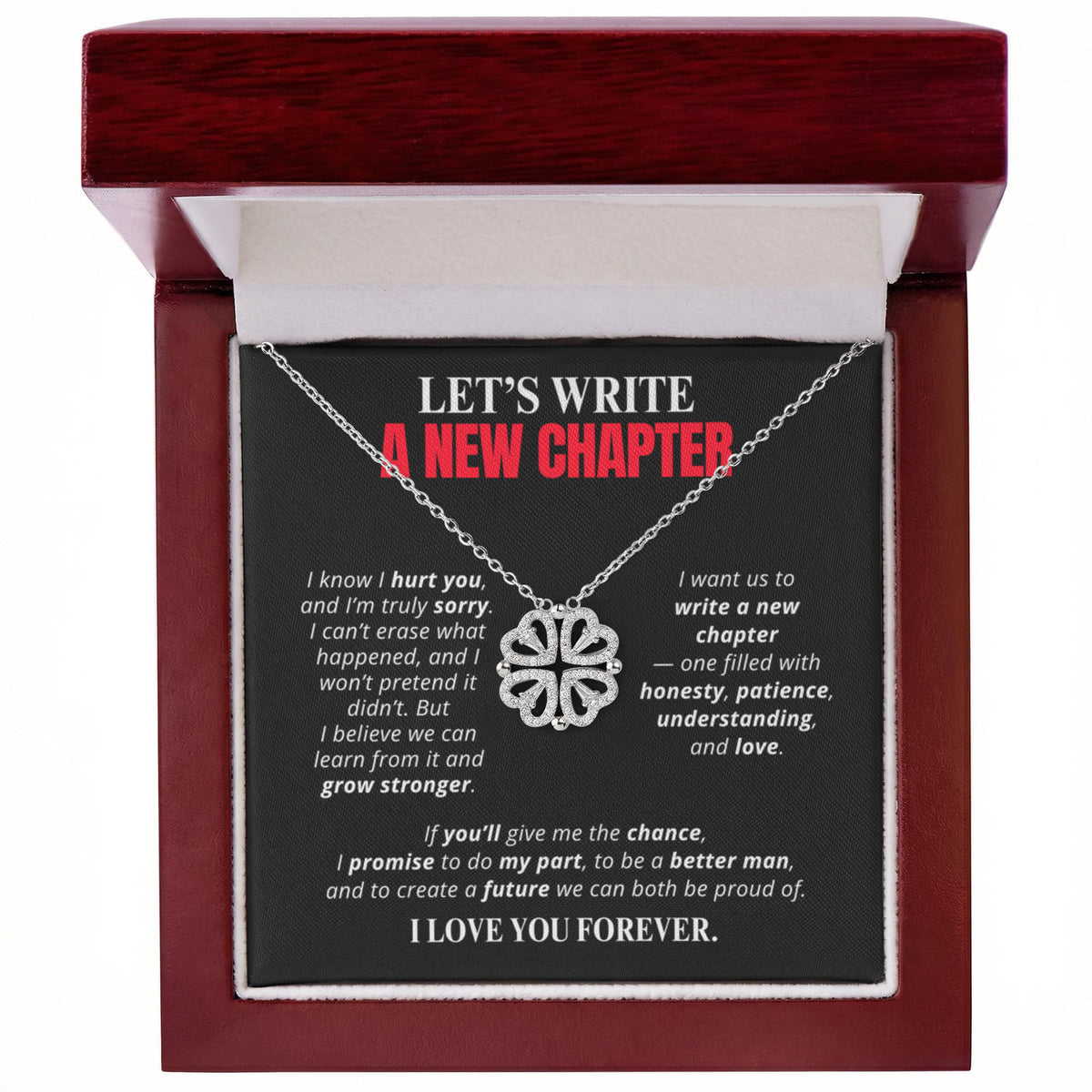 Let's Write a New Chapter Necklace for Her – Magnetic Hearts Apology Gift